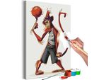 Tessuto Non Tessuto Pittura Con I Numeri - Giocatore Di Basket Scimmia 40X60 Cm Per Bambini N-A-1497-E-A