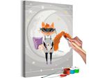 Tessuto Non Tessuto Pittura Con I Numeri - Volpe Della Buonanotte 40X60 Cm Per Bambini N-A-1507-E-A