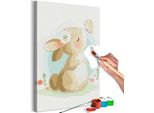 Tessuto Non Tessuto Pittura Per Numeri - Coniglio Sognatore 40X60 Cm Per Bambini N-A-1519-E-A