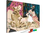 Pittura In Tessuto Non Tessuto Con Numeri - Lady Cat 60X40 Cm Animali N-A-1535-E-A