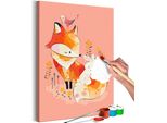 Tessuto Non Tessuto Pittura Per Numeri - Volpe E Coniglio 40X60 Cm Per Bambini N-A-1493-E-A