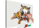 Tessuto Non Tessuto Pittura Per Numeri - Dolce Tigre 60X40 Cm Per Bambini N-A-1573-E-A