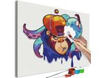 Tessuto Non Tessuto Pittura Per Numeri - Scimmia Graffiti 60X40 Cm Per Bambini N-A-1516-E-A