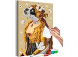 Tessuto Non Tessuto Pittura Per Numeri - Lady Pug 40X60 Cm Animali N-A-1590-E-A