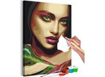 Pittura In Tessuto Non Tessuto Con Numeri - Bellezza Indiana 40X60 Cm Persone N-A-1567-E-A