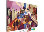 Pittura In Tessuto Non Tessuto Con Numeri - Il Paese Delle Fate 60X40 Cm Città N-A-1485-E-A