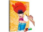 Pittura In Tessuto Non Tessuto Con Numeri - Poppy Lady 40X60 Cm People N-A-1459-E-A