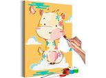 Tessuto Non Tessuto Pittura Con I Numeri - Giraffa Divertente 40X60 Cm Per Bambini N-A-1513-E-A