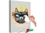 Pittura In Tessuto Non Tessuto Per Numeri - Metà Gatto, Metà Coniglio 40X60 Cm Per Bambini N-A-1524-E-A