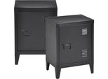 Comodino 'Inari' Set Di 2 Con Maniglia A Sinistra In Acciaio 57 X 40 X 30 Cm Nero
