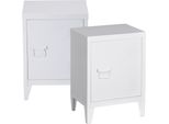 Comodino 'Inari' Set Di 2 Con Maniglia A Sinistra In Acciaio 57 X 40 X 30 Cm Bianco
