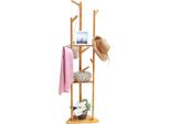 Wisfor Appendiabiti In Bambù A Forma Di Albero, 8 Ganci 3 Ripiani, 163 X 35 X 35 Cm