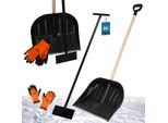 Kotarbau® Set Pala Da Neve Con Manico In Legno 142,5 Cm Raschietto Per Il Ghiaccio 119 X 20 Cm + Guanti Pala Da Neve Calda Pala Da Neve Rimuovi Neve Auto