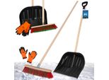 Kotarbau® Set Pala Da Neve Con Manico In Legno 142,5 Cm Scopa Stradale 43 Cm + Guanti Pala Da Neve Pala Da Neve Spazzola Per Sgombero Neve Con Manico