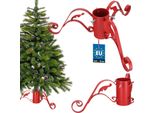 Kotarbau® Supporto Per Albero Di Natale Con Serbatoio D'acqua In Acciaio Supporto Per Albero Rosso Di Natale Supporto Per Albero Di Natale Decorativo Con Foglia Supporto Per Albero Di Natale Supporto Per Albero Di Natale