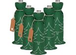 Brubaker Sacchetto Di Natale Per Vino - Alberi Di Natale Verdi, 36X17 Cm, Sacchetto Di Iuta Per Vino, Spumante E Champagne - Sacchetto Per Bottiglie Regalo, 5 Pezzi