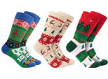 Brubaker 3 Paia Di Calzini Natalizi - Divertenti Calzini In Cotone Con Motivi Natalizi - Motivo Natalizio Beige, Verde E Rosso - Regalo Di Natale, Eu 41-45