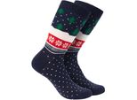 Calzini Natalizi Brubaker Per Uomo E Donna - Motivo Albero Di Natale Blu - Calzini Di Cotone Natalizi - Regalo Di Natale - Taglia 41-45, 1 Paio