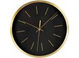 Orologio Da Parete In Metallo Nero Con Cornice Dorata 25 Cm