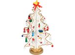 Brubaker Mini Albero Di Natale In Legno - Albero Di Natale Da Decorare - Albero Di Natale Da Tavola Piccolo Per Natale Incl. Decorazioni Per Albero - Decorazione Natalizia, Bianco