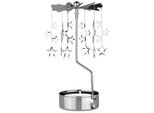 Brubaker Carosello Di Tealight Natalizio - Carosello Di Lanterne In Metallo - Porta Tealight A Stella - Porta Candele Tealight - Decorazione Natalizia, Argento