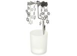 Brubaker Carosello Di Tealight Natalizi - Carosello Di Luci A Vento - Porta Tealight A Fiocco Di Neve - Porta Candele Per Tealight - Decorazione Natalizia, Argento