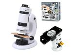 Microscopio Per Bambini Coil, Microscopio Portatile, Microscopio Didattico, Microscopio Digitale, Supporto Per Smartphone, Obiettivo 60X-180X, Led, A Partire Da 6 Anni, Bianco