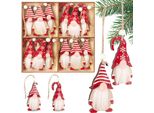 Brubaker 12X Ornamenti Natalizi Gnomo - 8 Cm Decorazione Albero In Legno - Gnomo Ciondolo Decorazione Albero Di Natale - Decorazione Albero Di Natale Natale, Rosso/Bianco