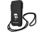 Karl Lagerfeld Torebka Klhcp12Lophkmk 6,7 Czarny/Nero Custodia Rigida Saffiano Ikonik Karl's