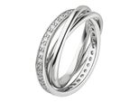 Fingerring Jobo "Wickelring" Gr. 58, Silber (Silber 925), Fingerringe, Damen, 58, Silber 925 (Sterlingsilber), Fingerring, Verschlungen 925 Silber Mit Zirkonia Rundum