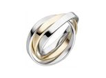 Fingerring Jobo "Wickelring" Gr. 52, Silber (Silber 925), Fingerringe, Damen, 52, Silber 925 (Sterlingsilber), Fingerring, 3-Reihig Verschlungen 925 Silber Bicolor Vergoldet