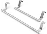 Set Di 2 Portasciugamani Sospesi In Acciaio Inox | Portasciugamani Da Cucina In Due Misure Per Le Ante Degli Armadietti | Portasciugamani Da 23,4 Cm E 36,2 Cm Senza Foratura | Portasciugamani Salvaspazio Per La Cucina
