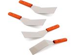 4 X Set Di Spatole In Acciaio Inox Solido - 4 Pack Giratutto Con Manico In Legno Spatola Per Arrostire - Pala Per Arrostire Spatola Per Grigliare Spatola Per Barbecue Spatola Per Cucina Utensili Per Hamburger Giratutto Per Grigliare