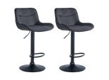 CLP 2Er Set Barhocker Vonore Samt Schwarz Farbe:Schwarz;Gestell Farbe:Schwarz