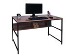 Schreibtisch MCW-K80, BüRotisch Computertisch Arbeitstisch Ablage, Metall Mdf 120X60Cm ~ Grau-Braun