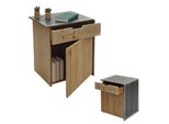 Kommode MCW-L76, Nachttisch Beistelltisch, Industrial Massives-Holz Mvg-Zertifiziert 60X50X40Cm, Natur Mit Metall-Optik