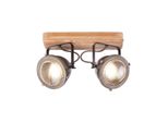 Brilliant Lampe Carmen Wood Spotbalken 2Flg Burned Steel/Holz 2X PAR51, GU10, 5W, Geeignet FüR Reflektorlampen (Nicht Enthalten) KöPfe Schwenkbar