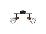 Brilliant Lampe Manama Spotrohr 2Flg Holz Dunkel/Schwarz Matt 2X D45, E14, 18W, Geeignet FüR Tropfenlampen (Nicht Enthalten) KöPfe Schwenkbar