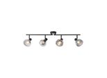Brilliant Lampe Reflekt Spotrohr 4Flg Schwarzmatt/Rauchglas 4X D45, E14, 18W, Geeignet FüR Tropfenlampen (Nicht Enthalten) KöPfe Schwenkbar / Arme Drehbar