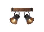 Brilliant Lampe, Decca Spotbalken 2Flg Schwarz Stahl, 2X A60, E27, 10W, Holz Aus Nachhaltiger Waldwirtschaft (Fsc)