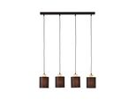 Brilliant Lampe, Vonnie Pendelleuchte 4Flg Schwarz/Holzfarbend, Metall/Holz/Textil, 4X A60, E27, 25W,Normallampen (Nicht Enthalten)