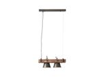 Brilliant Lampe, Decca Pendelleuchte 2Flg Schwarz Stahl, 2X A60, E27, 10W, Holz Aus Nachhaltiger Waldwirtschaft (Fsc)