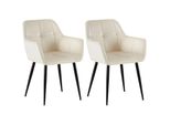 CLP 2Er Set Esszimmerstuhl Emia Samt Farbe:Creme