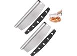 2 X Taglierina Per Pizza Tagliente Coltello Per Pesare Le Erbe E Taglierina Per Pizza Grande Taglierina Per Pizza In Acciaio Inox | Tagliente Coltello Per Pizza Con Foro Per Appendere, Protezione Della Lama Lama Divisore Pizza Coltello Universale