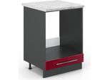 Vicco Mobile Per Forno Da Incasso Fame-Line, 60 Cm , Pt Marmo, Rosso Bordeaux Lucido/Antracite