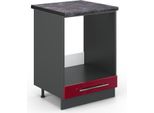 Vicco Mobile Per Forno Da Incasso Fame-Line, 60 Cm , Pt Antracite, Rosso Bordeaux Lucido/Antracite