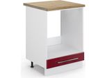 Vicco Mobile Per Forno Da Incasso Fame-Line, 60 Cm , Pt Rovere, Rosso Bordeaux Lucido/Bianco