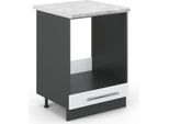 Vicco Mobile Per Forno Da Incasso Fame-Line, 60 Cm , Pt Marmo, Bianco Lucido/Antracite