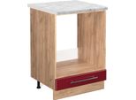 Vicco Mobile Per Forno Da Incasso Fame-Line, 60 Cm , Pt Marmo, Rosso Bordeaux Lucido/Quercia Dorata