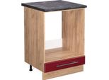 Vicco Mobile Per Forno Da Incasso Fame-Line, 60 Cm , Pt Antracite, Rosso Bordeaux Lucido/Quercia Dorata